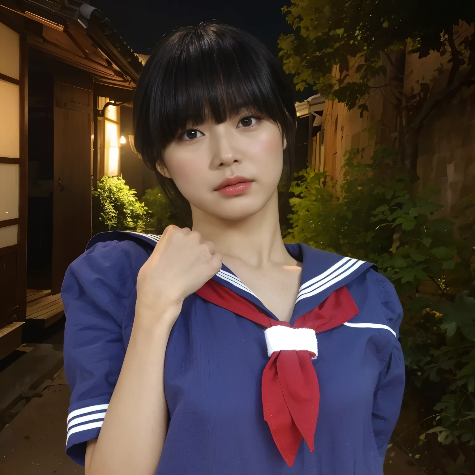 (8k, RAW Photos, highest quality, masterpiece:1.2), Very detailed, Super Resolution, (Realistic, Realistic Photo:1.37), Portraiture, High-resolution RAW color photos, Professional photos, Very detailedで美new, Very detailed, 8k wallpaper, Amazing details, Large file size, Official Art, highly detailed CG unity 8k wallpaper, Very detailed美new女の子, Very detailed顔, Very detailed目, Very detailed肌, Very detailed指, Very detailed鼻, Very detailed詳細な口 , Perfect Anatomy, Very detailed背景, Attention to detail in costumes, 1 girl, (18:1.2), 20th generation, cute girl, Realistic body, , Fair skin, Glowing Skin , Because I'm Slim, Handsome body, Black Hair ,Super Bob Hair, (Blunt bangs:1.2),cute, like々new, cute face, Realistic face, Delicate eyes, Droopy eyes, White T-shirt, Short skirt, Earrings, Looking at the audience, Cowboy Shot, I'm looking forward to, Standing position, Opposition, Dynamic Lighting, Very large breasts,Anxious expression、Sad、