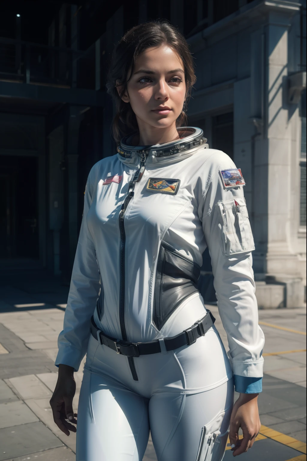 there is a woman 30yo wears intricate astronaut suit, a hyperrealistic astronaut, hyperrealistic astronaut, shuttle launch pad in background, (4k photorealism)!!!, (4k photorealism)!!, [ 4 k digital art ]!!, realistic shaded perfect body, realistic anime 3 d style, ultra realistic picture, anime highly detailed, Vintage Postage Stamps, ((photorealistic:1.5 )), (photorealism:1.5 ), ( 8k, raw photo, highest quality, masterpiece), high detail raw color photo professional photo, realistic, (highest quality), (best shadow), ultrahigh resolution, photo, masterpiece, realistic, realism, high contrast, 8k hd high definition detailed realistic, detailed, hyperdetailed, best quality, f lens, rich colors, (cinestill 800)