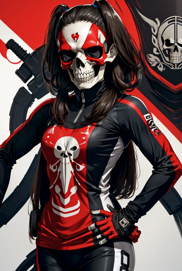 1woman, road cycling speed, long hair, red skull head, cycling suit and short, jersey, helmet, skull face head,