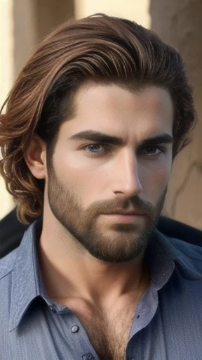 Perfect Badass a Judaean men, light honey hair focus on the face.