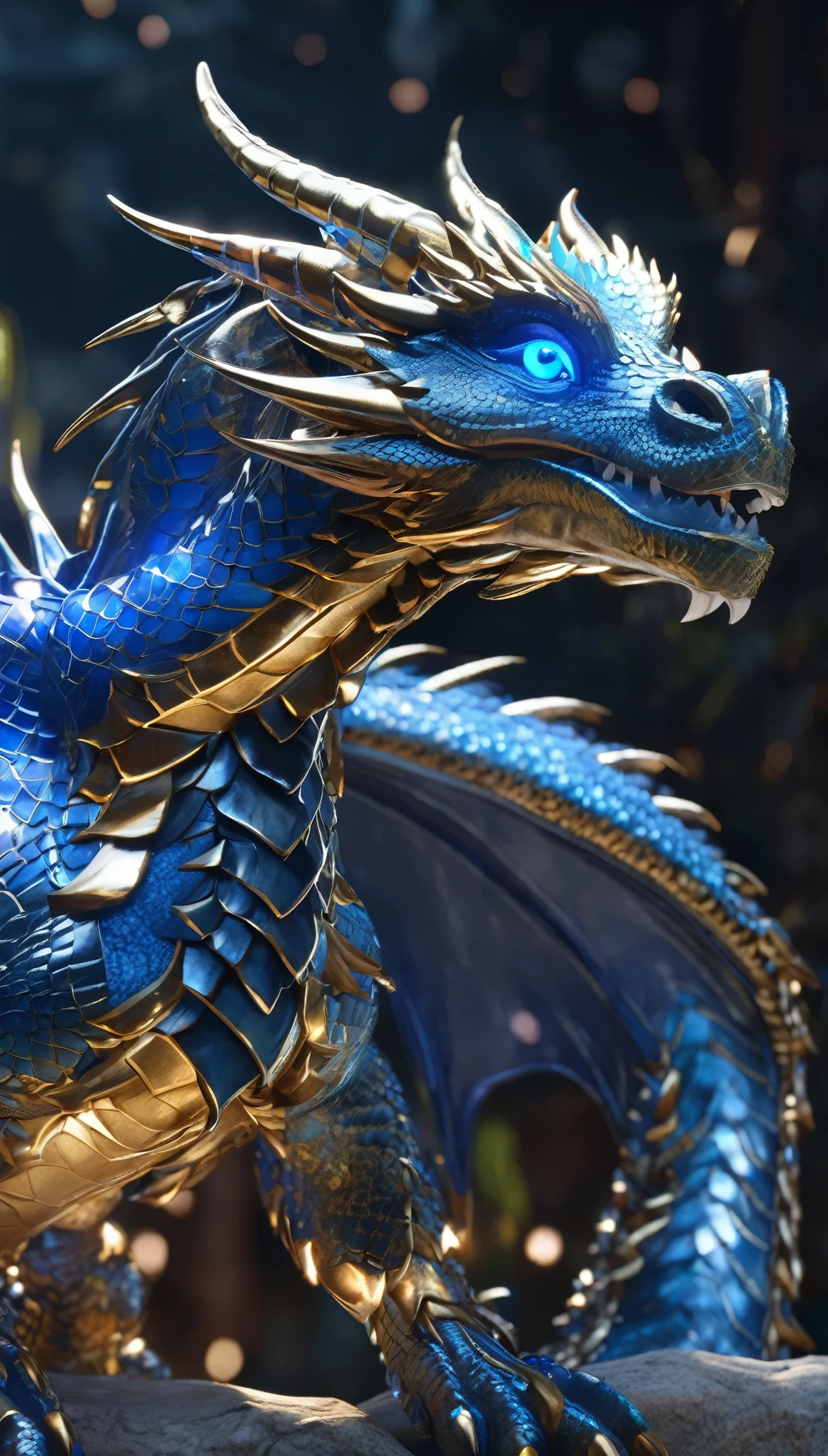 Blue eyed dragon illustration, Unreal Engine Rendering , Very detailed , B Global Illumination, Exquisite and gorgeous jewelry, Top Trends on cgisociety, Motion Graphics, rossdraws Global Illumination, CG Association