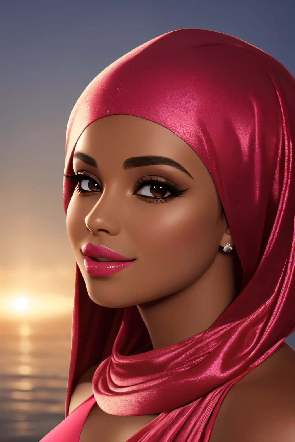 high resolution, obra de arte, perfect lighting, florescer, cinematic lighting, adulto, Pele perfeita, female, tiro de vaqueiro, sorriso, cintura estreita, magrelo, ), (roupa preta de couro .2), gargantilha, olhos detalhados, brown eyes pink lips, ((Glossy lips)), pursed lips, bombas rosa, Pele brilhante, pele oleosa, Linda luz, (dia:1.3), brilhante,