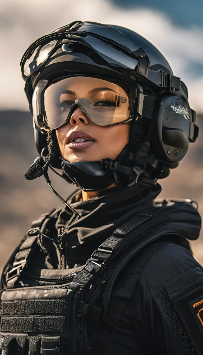 Close-up of beautiful woman, military outfit with military helmet, skull army background; destructive war scene, destroyer bones; skull decoration; menacing, fantastical style; iron armor with skeleton decoration; cinematic colors.
Photo taken with Canon EOS R5 85mm f/11 Camera, ((sharp)) mode of the girl and the surrounding scenery. Image quality ((8K)), ((lifelike)), ((masterpiece)), ((sharp and highest contrast)), ((great depth of field)), ((light stereolithography)).