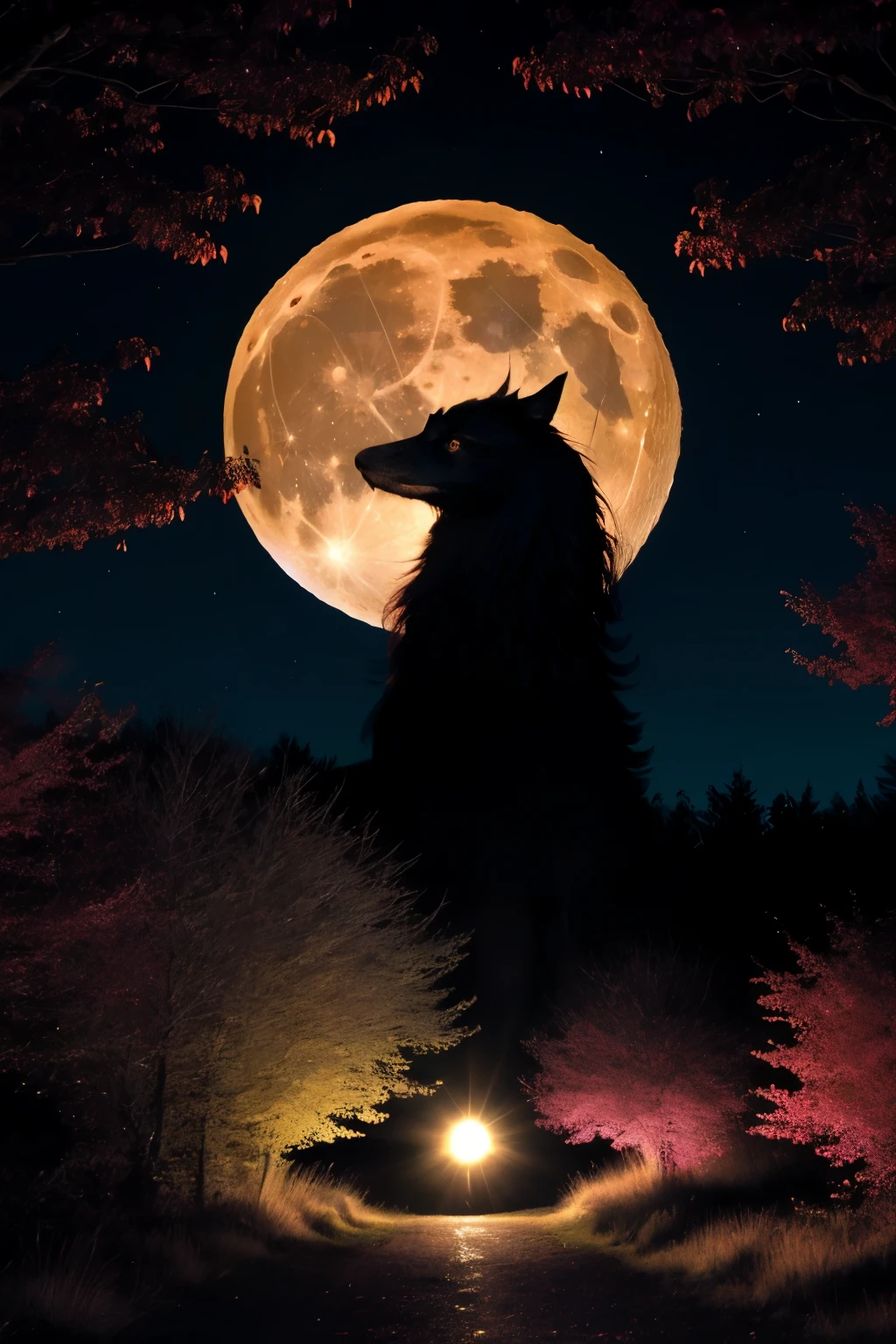 isis en foret pleine lune effet couleur rose