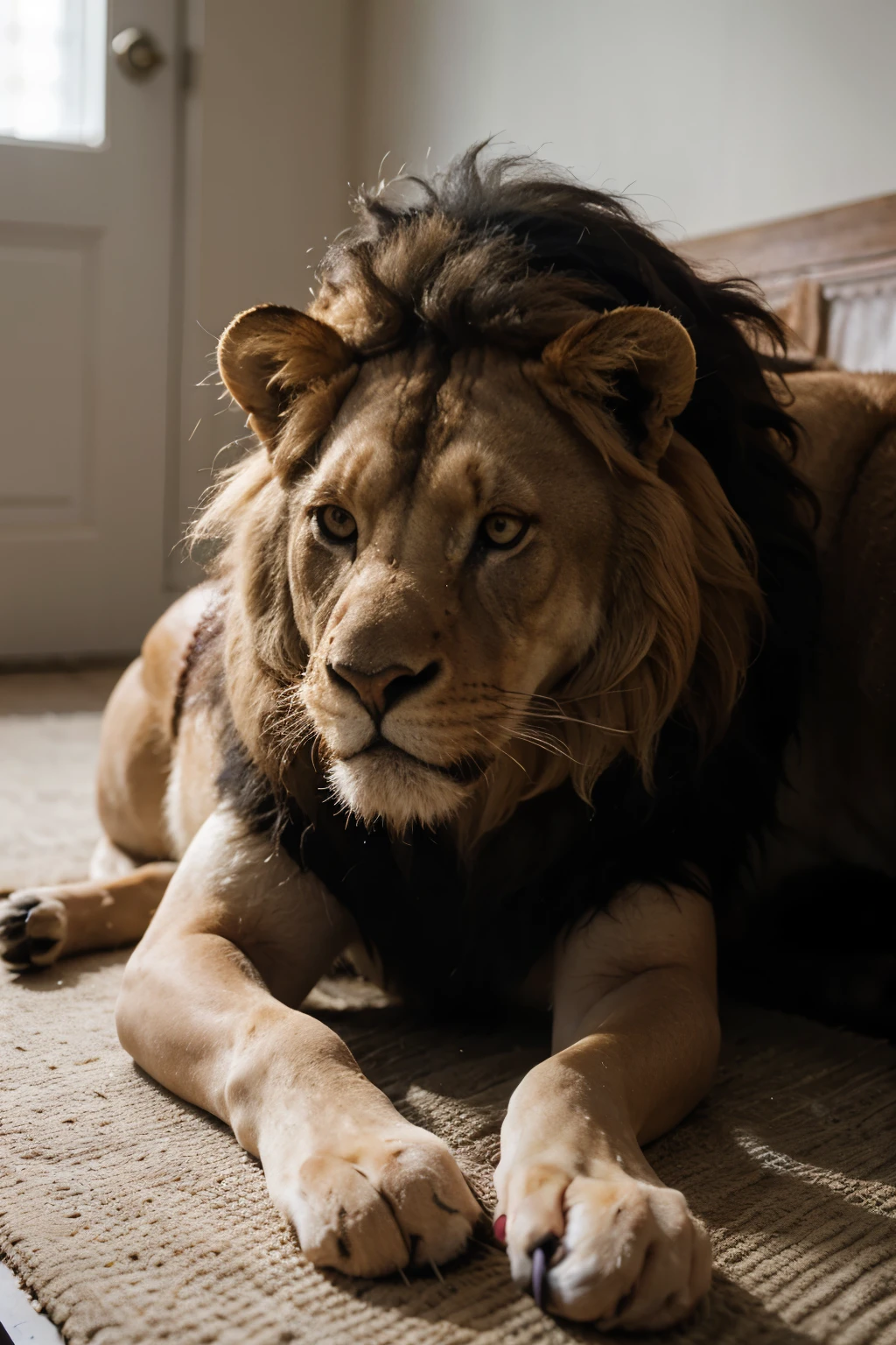 Lion ignores the dog