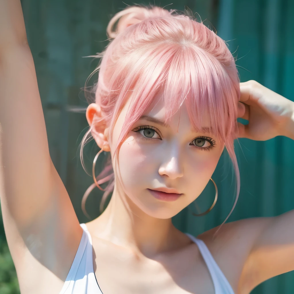 armpit, beautiful, pink hair, russian,sweaty skin,pixie, yoga