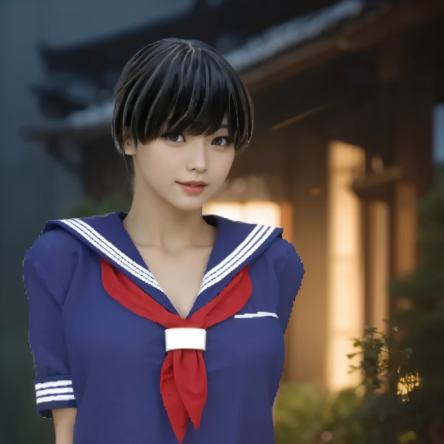 (Detailed CG、Unity、8k wallpaper)、(Very delicate and beautiful)、(masterpiece)、(highest quality:1.2)、(超A high resolution:1.3)、(Beautiful realistic Asian),Beautiful lighting、Perfect Lightning、Realistic Shadows、Fine skin、Very detailed、Detailed face and eyes、Realistic eyes、Sharp pupils、Huge , In the classroom、School、sunset、Beautiful Face、Blurred Background、(Japanese women)、Glowing Skin、Side Up、Beautiful black hair、Blunt bangs、Japan High School Sailor Uniform、Pleated mini skirt、A kind smile, ((Tabletop, highest quality)), (Glowing Skin), Cinema Lighting, Physically Based Rendering, Award-winning, Very detailedな肌, Very detailedな顔, Beautiful eyes in every detail, Carl Zeiss 85mm F/1.4, (Cowgirl:1.3), (cumin , Chest and thighs), she'Very cute 16 years old , (Brown Hair, Straight Long Hair, Open your eyes, Round face), Big cleavage, (Sailor blouse, I pulled up my pleated skirt myself:1.3), Watching from afar, (Spread your legs, Focus on the thighs),art、