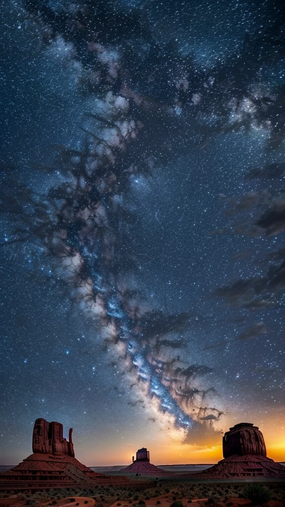 Monument Valley landscape in the United States、Night Sky、Shining Star