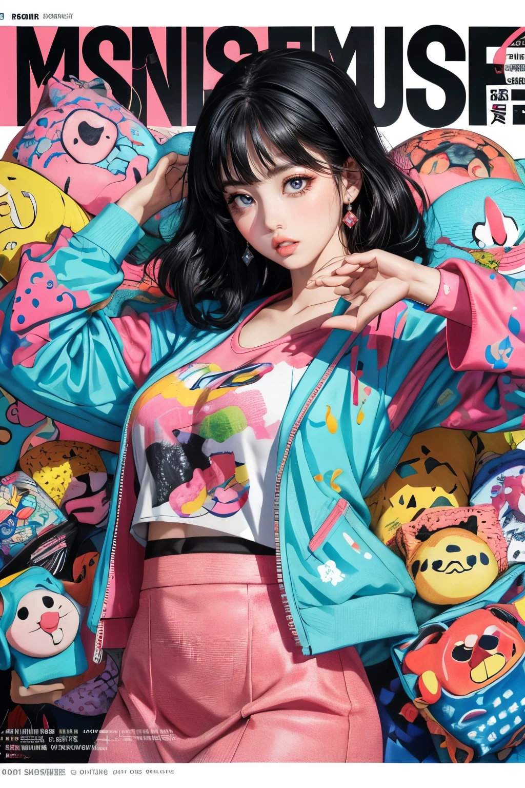 (best quality,highres:1.2),ultra-detailed graffiti art,ink splatter,wilderness,splash ink painting,Abstract,rich and colorful,vague dream,dynamic energy,publish creation,visual impact,modern aesthetics,Elegant and simple,Contemporary interpretation,Bold,Chinese Kung Fu A figurine-style dynamic scene,dynamic poses (magazine cover:1.3), "Face", photoPractical, Lip Gloss, , Practical, best quality, Ultra-high resolution, depth, Pastel colors, Natural shade, Focus on the Face Department, Face only, looking at the audience, long hair, Hair accessories, Black Hair, Brown, detailed eyes, skirt.