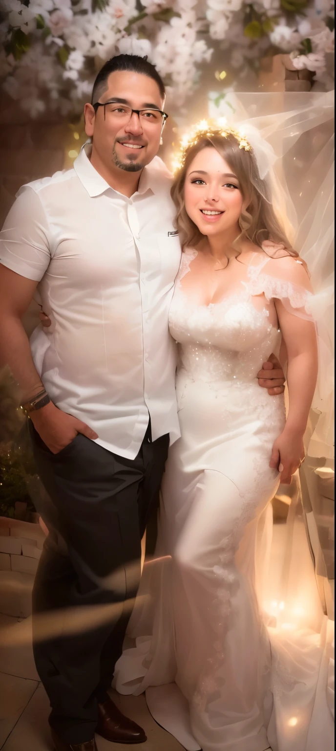 hay un hombre y una mujer uno al lado del otro, la novia desnuda y el novio desnudo, pareja adorable, celebrando un matrimonio ilegal, pareja feliz, he is! about 3 0 years, by Robbie Trevino, reddit post, ๐คฌ ๐คฎ ๐ ๐, imagen de muy muy baja calidad, shot with a camera flash, foto de boda, lorena avarez