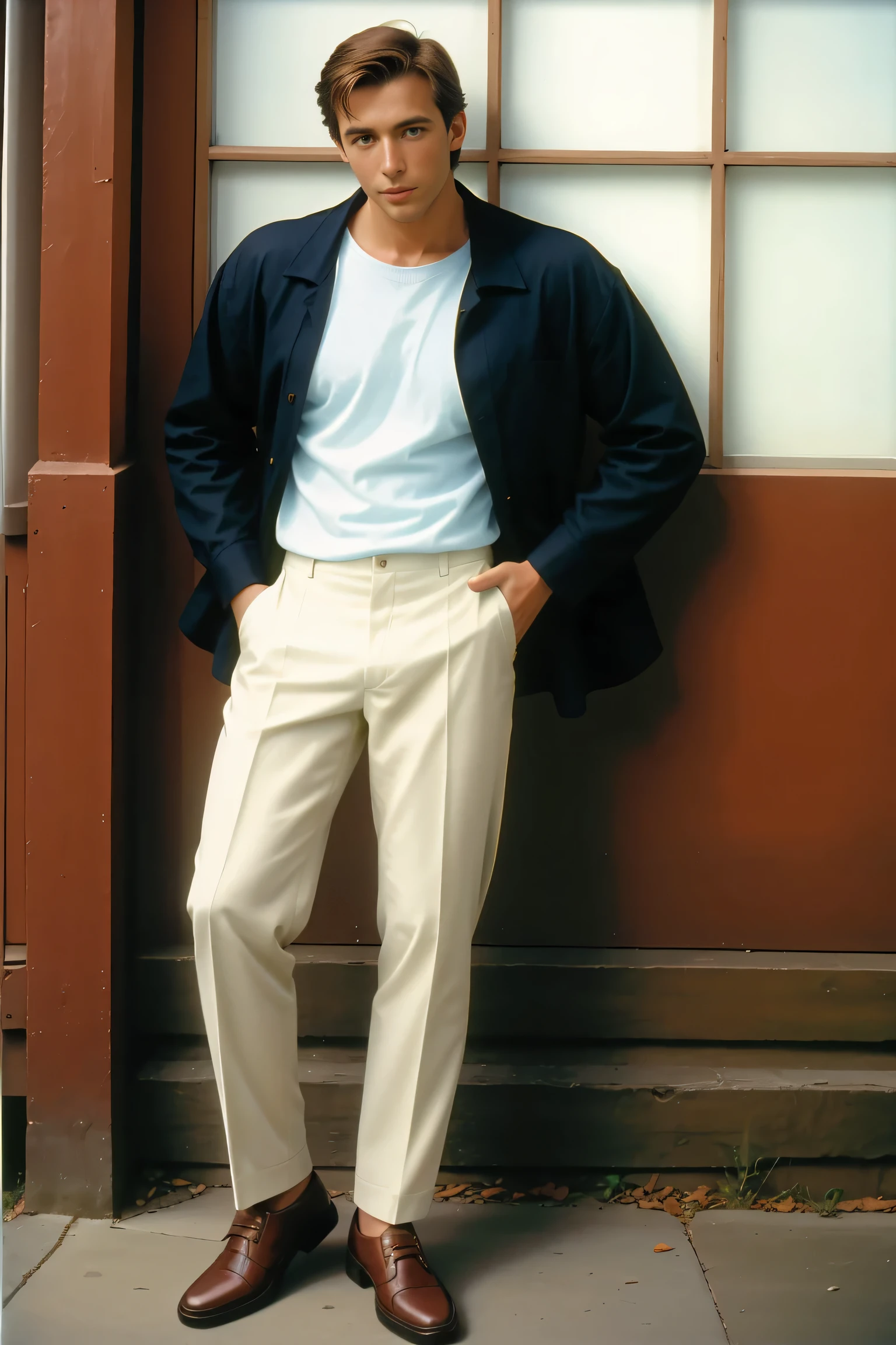 natural light, analog film photo, Kodachrome ,Handsome Men ,casual outfit