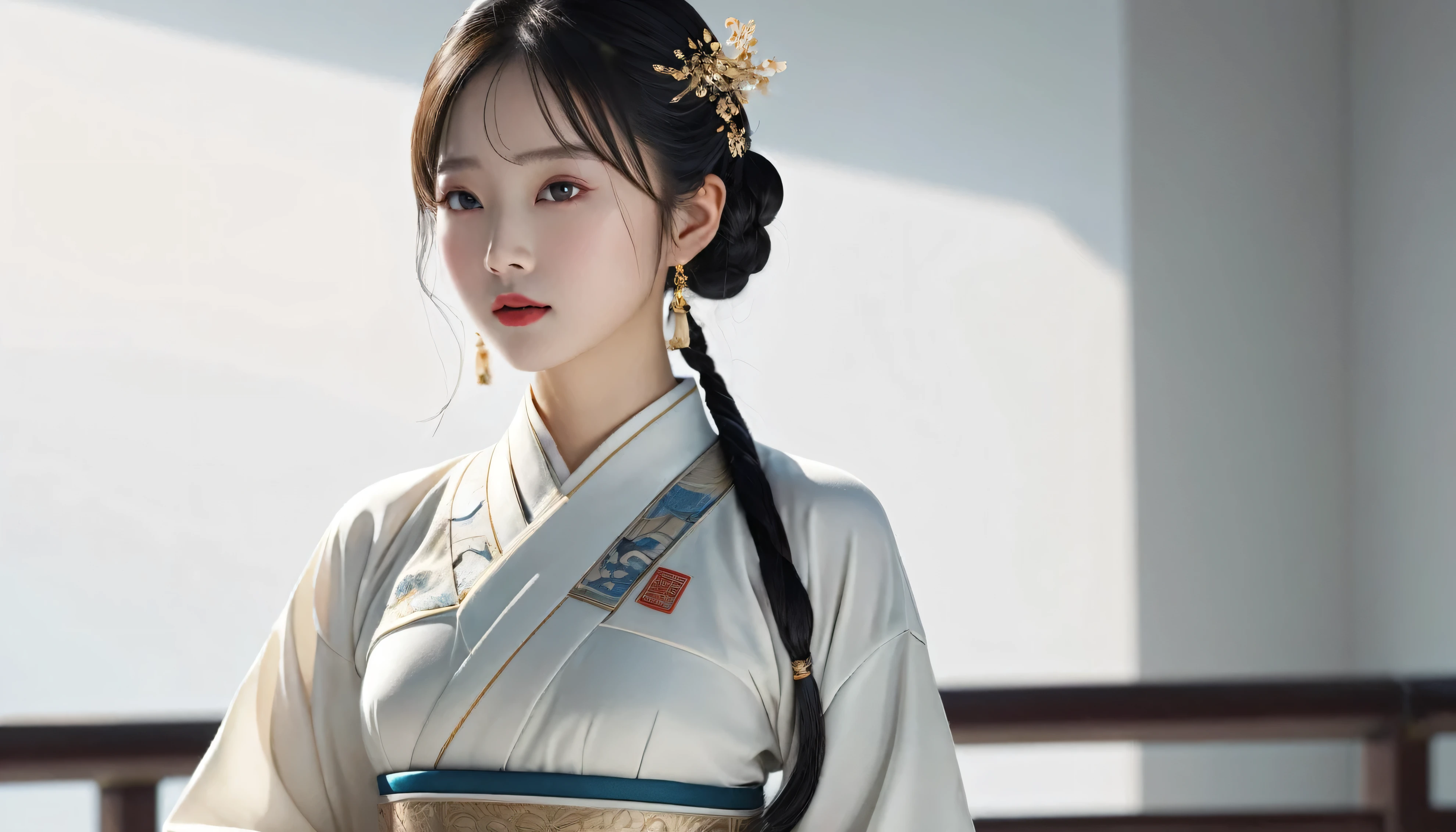 girl, ancient chinese costume, whole body, sunlight, Clear Face, Clean white background, masterpiece, Super detailed, A magnificent composition, Ultra HD, high quality, Very detailed, Official Art, Uniform 8k wallpaper, Super detailed, 32k