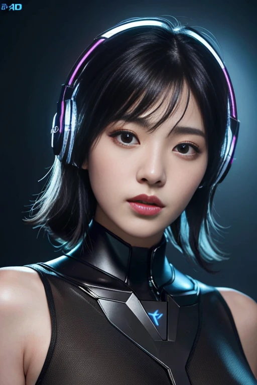 ​masterpiece, 1 beautiful girl, Detailed eye, Swollen eyes, top-quality, 超A high resolution, (reality: 1.4), movie lighting, japanes, a asian beauty, very extremely beautiful, Beautiful skins, A slender, Forward-facing body, (A hyper-realistic), (hight resolution), (8K), (ighly detailed), ( Best Illustration), (beautifully detailed eyes), (ultra-detailliert), Detailed face, Bright lighting, Professional Lighting、The background is a cyberpunk room with many monitors..、The cord is connected from the costume、A dark-haired、head phone、headset on head、Female Game Commentator、casual clothing