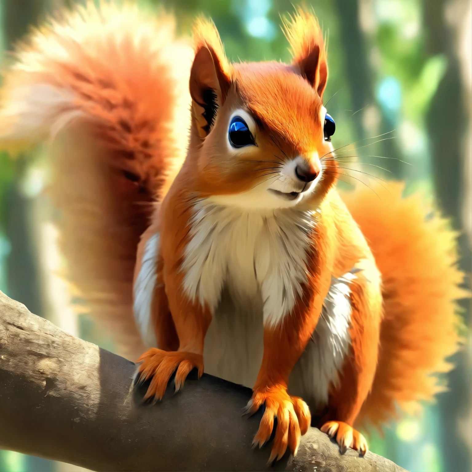 araffy red - headed squirrel sitting on a branch in a tree, tree kangaroo, mischievous look, thick tail, cool looking, thick fluffy tail, very handsome, undertailed, by Dietmar Damerau, mmmmm, gorgeous, closeup!!!!!!, tail of a lemur, unusual beauty, has a very realistic look to it, very fuzzy