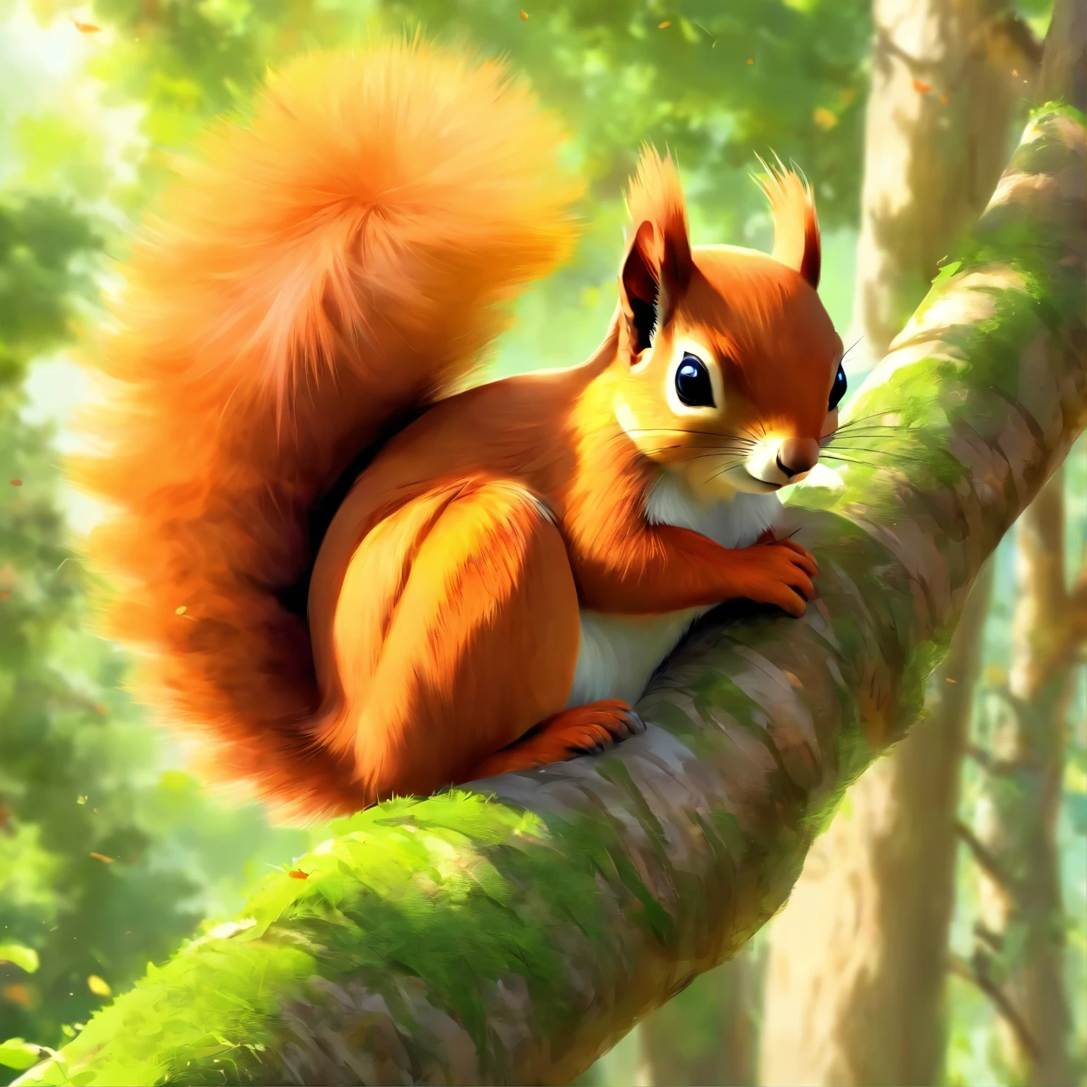 araffy red - headed squirrel sitting on a branch in a tree, tree kangaroo, mischievous look, thick tail, cool looking, thick fluffy tail, very handsome, undertailed, by Dietmar Damerau, mmmmm, gorgeous, closeup!!!!!!, tail of a lemur, unusual beauty, has a very realistic look to it, very fuzzy