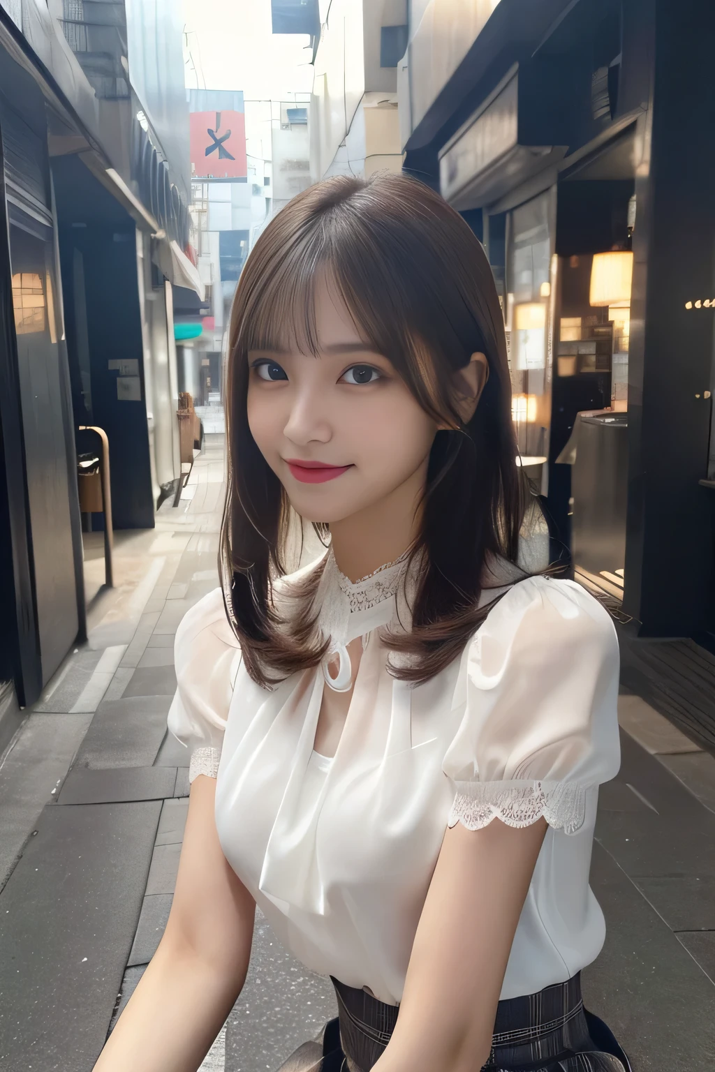 8K, masterpiece, RAW photo, highest quality, realistic, Highly detailed CG Unity 8K wallpaper, written boundary depth, cinematic light, Lens flare, ray tracing, (very beautiful face, beautiful lips, Beautiful drooping eyes), ((super dense skin)) 1 girl, in the dark, ((exposed nipples)), Japanese, idol face, 1 girl, (very slim slender fit-muscled body:1.3), ((looking at the viewer)),(smile:1.3), ((Blouse with lace)), (short sleeve) ,clear eyes, (white skin), (Big eyes), look forward to, (brown straight hair),((plaid skirt)), (looking at the viewer:1.3), (open chest), (very slim), rich bust, thick thighs, See through, ((Squat down and spread your legs)), ((bangs))
