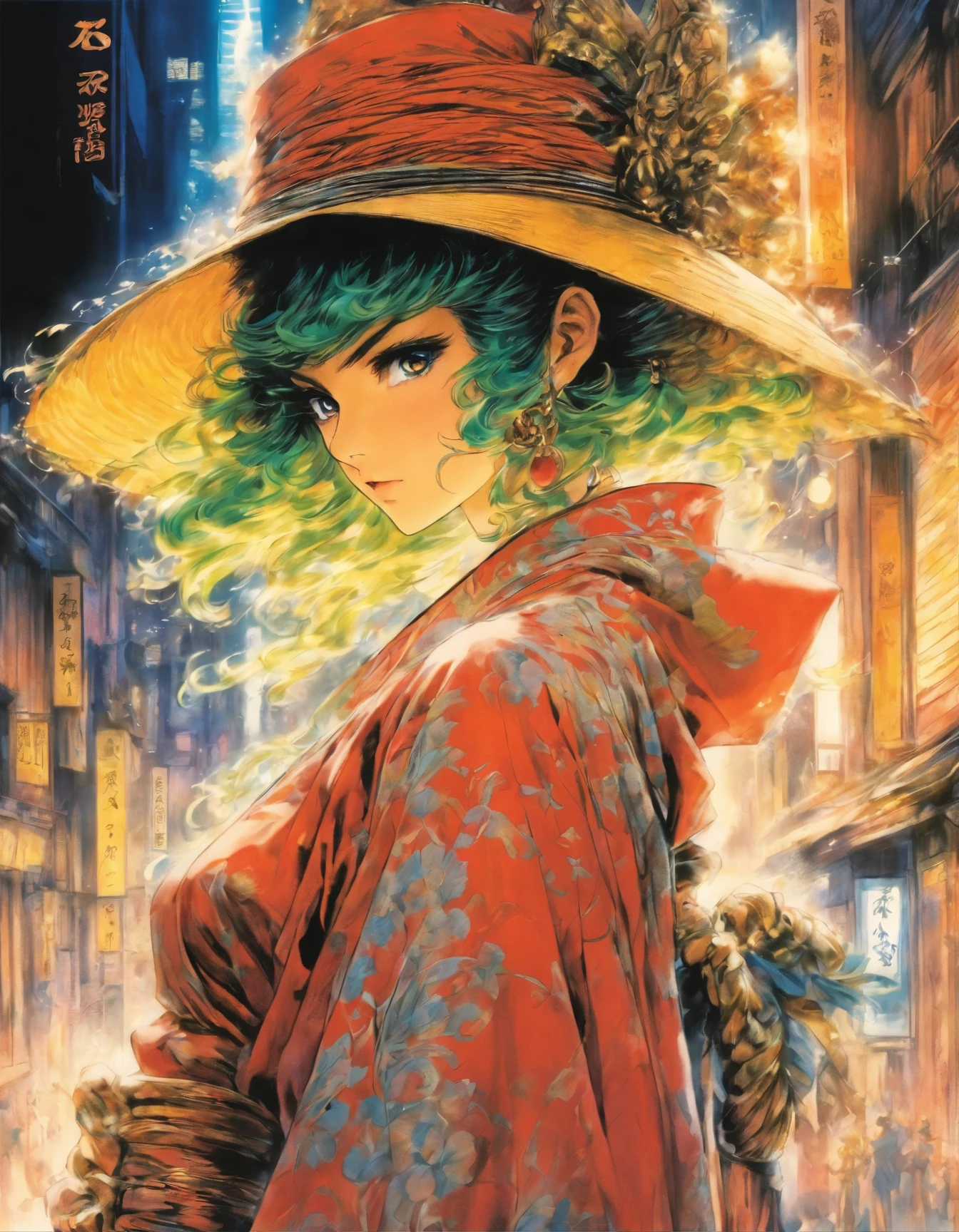 drawing of a woman in a costume with a hat and a cane, pencil and ink manga drawing, by Junpei Satoh, by Yuki Ogura, beautiful line art, pencil and ink manga, style of masamune shirow, by shirow masamune, ink manga drawing, by Hideyuki Kikuchi, highly detailed exquisite fanart