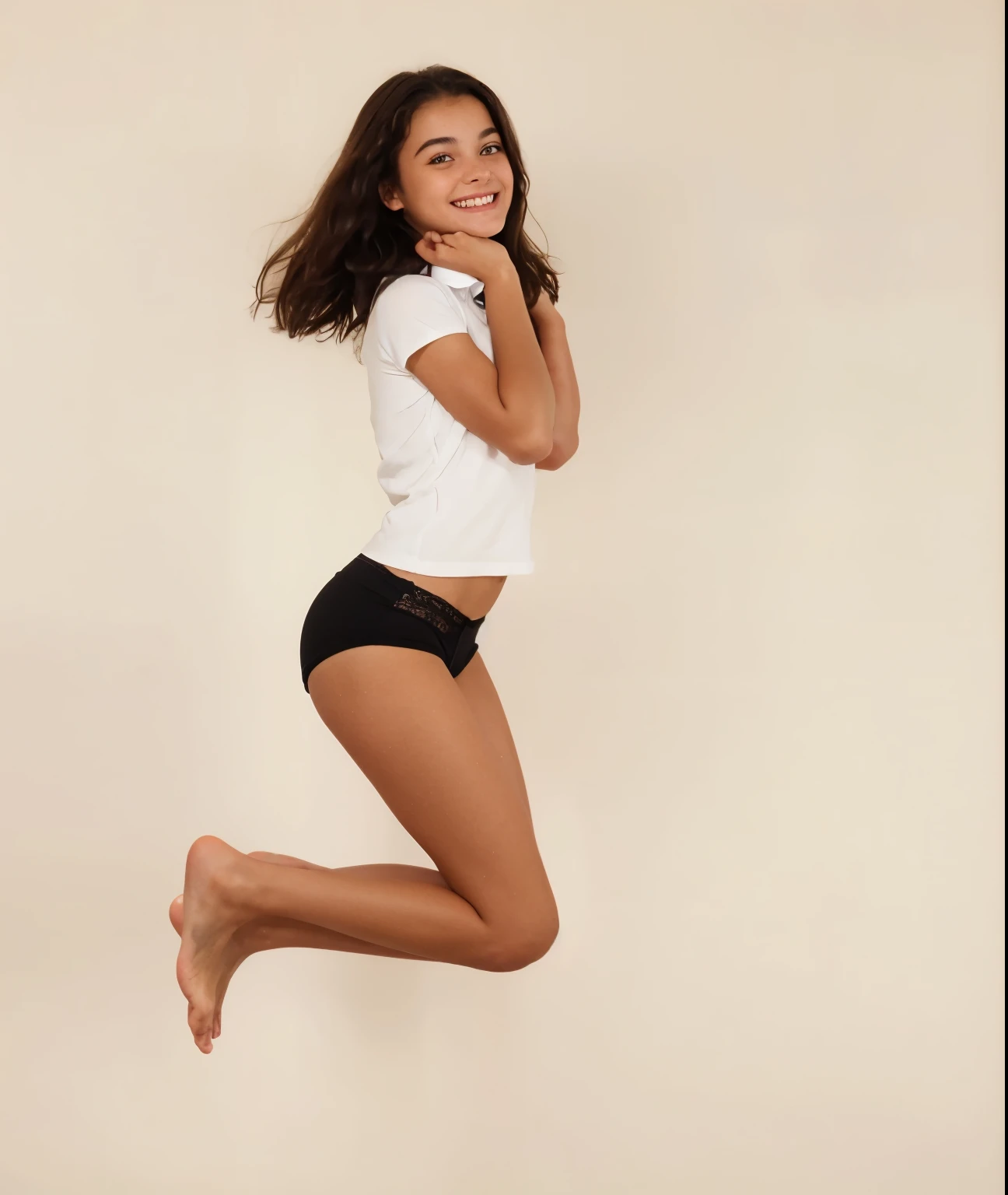changer le visage de cette adolescente. faites la plus belle et souriante.