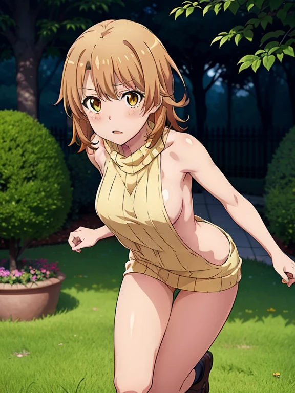 ((masutepiece, Best Quality, hight resolution, nffsw, Perfect Pixel, depth of fields, 4K, )), 1girl in, Solo, , Beautiful anime girl, Beautiful Art Style,
jumping:1.3, garden, Looking at viewer.
Perfect body, shy face, tilted forward:1.5, abs:1.3,
isshiki iroha, large breasts, Full face blush, virgin killer sweater:1.5,
straight on:1.3, medium shot