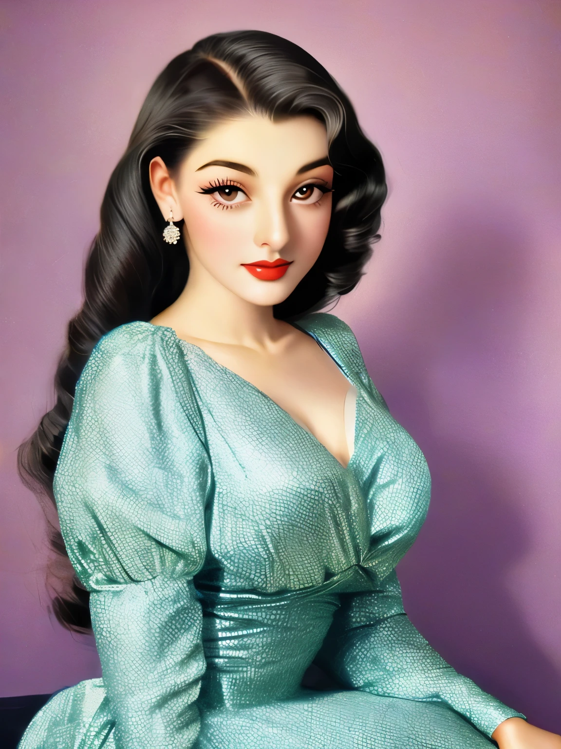 a black and white photo of a woman in a dress, a pastel by George Hurrell, flickr, op art, circa 1940s, old hollywood, 1940s, 1 9 4 0 s, maria callas, vintage noir, 1930s, 1 9 3 0 s, circa 1958