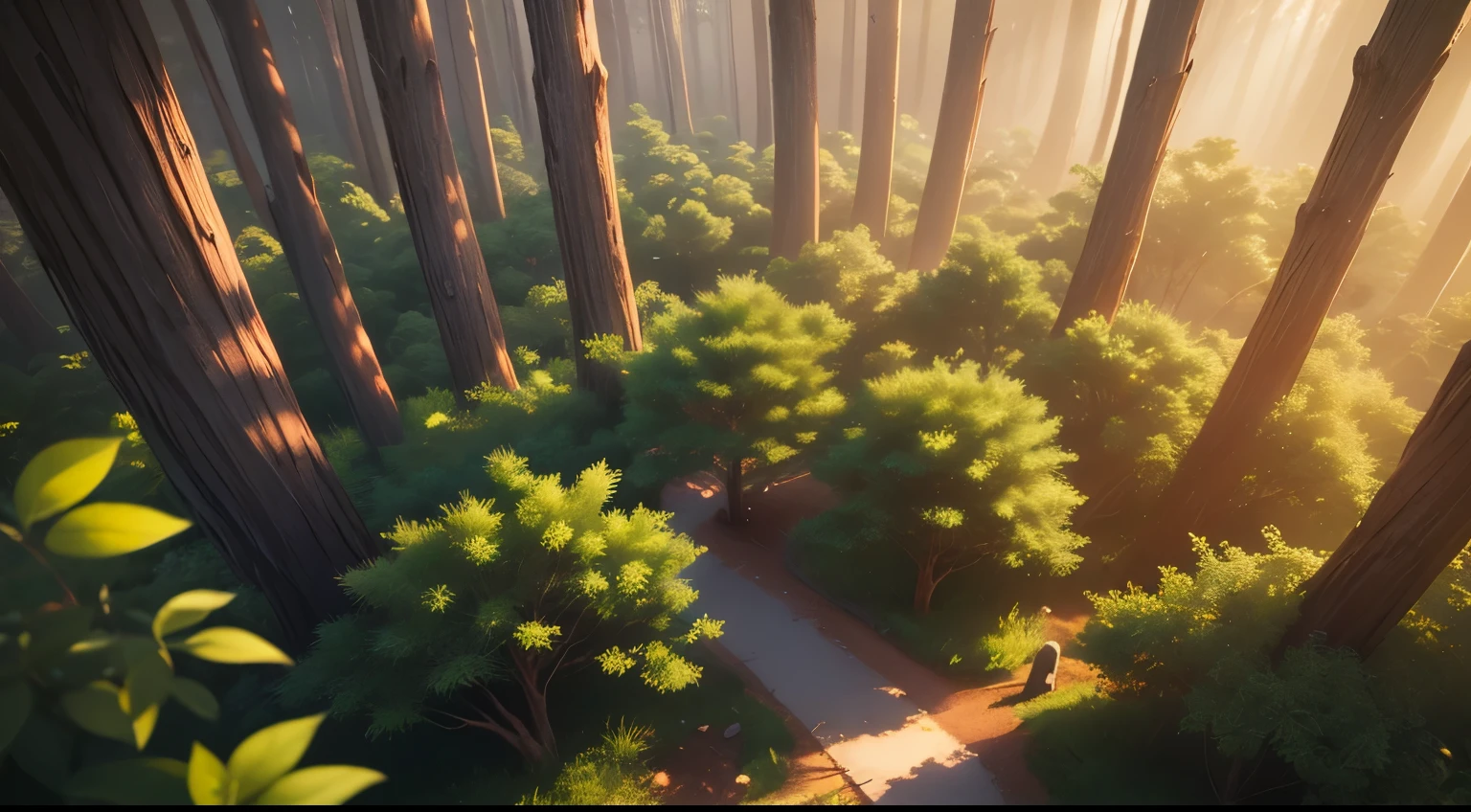 a dense eucalyptus forest from above, soft sunlight filtering through the leaves, lush green foliage, detailed and intricate textures, serene and peaceful atmosphere, cinematic lighting, photorealistic, 8k, ultra-detailed, masterpiece