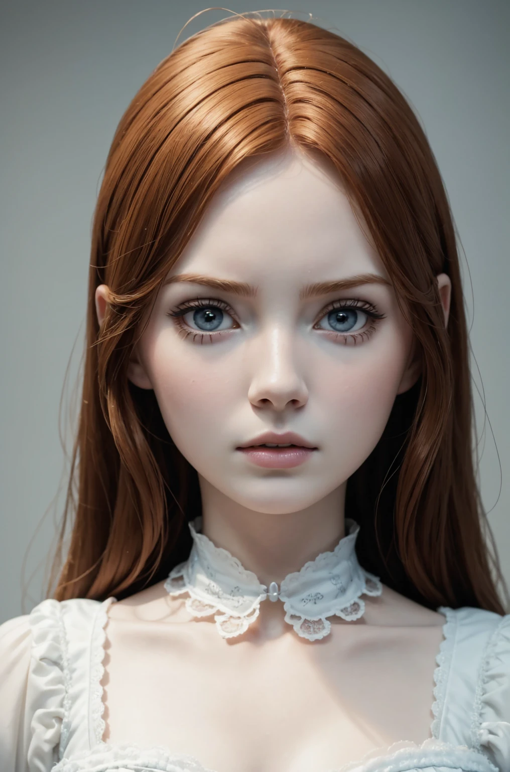 a precious white porcelain doll with the face of Karen Gillan