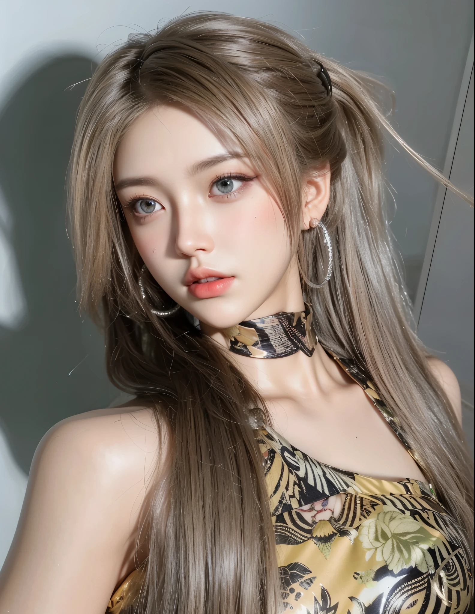 Game Art，CG Animation，Best image quality，Maximum resolution，8K picture quality，(A bust photo)，(portrait)，(Head close-up)，(Rule of Thirds)，Unreal Engine 5 rendering works，20 year old girl，((Queen))，The eyes are very detailed，(Large Breasts)，Elegance and nobility，Light，Light线追踪，Game CG，((3D Unreal Engine))，OC rendering reflection mode，4k，Ultra-clear，Translucent lace，Fair and plump figure，Pretty Face，Light泽凝胶涂层，身着华贵礼服的Queen，Gorgeous clothing，Colorful makeup，Luxurious diamond necklace，