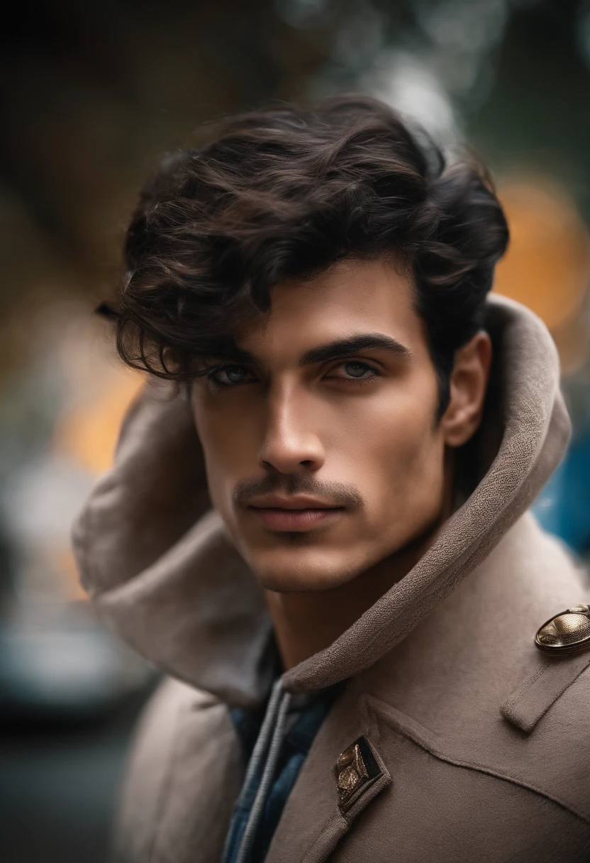 retrato facial, Um homem, prata, ciberpunk