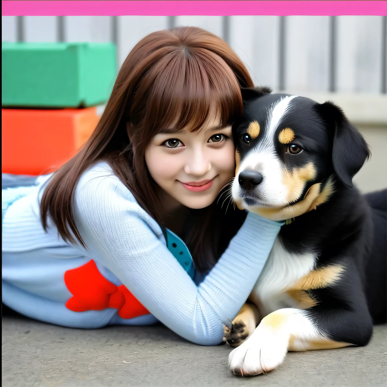 Cute dog,play,girl,