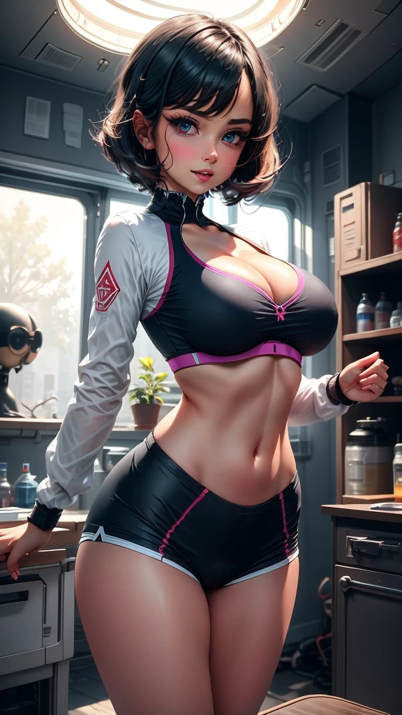 (best quality, 8k, 32k, masterpiece, UHD:1.2), highres, sharp focus, detailed outfit, beautiful detailed hair, delicate details, 
1girl, black hair, medium hair, bangs, red eyes, large breasts, , changing clothes, only bra, sports towel,
cute, shy, light smile, opened mouth, 
indoors, dressing room, shiny body, dynamic pose, dynamic angle, 
nice hands, perfect hands, 