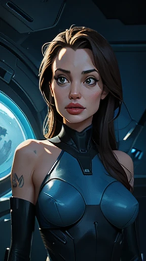 Angelina Jolie in Cyanotype Sci-Fi Tableau