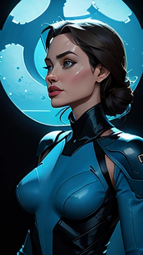 Angelina Jolie in Cyanotype Sci-Fi Tableau