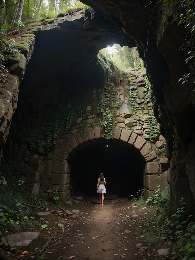 the cave that the explorers are investigating:
The cave is located in a remote and steep mountain range, hidden among dense forests. The entrance is narrow and dark, with imposing rocks on both sides that seem to guard the access. As you enter, the space gradually opens up, revealing large chambers with raised ceilings.
The limestone rock walls are covered in mineral formations that glow dimly, as if the cave housed its own light source. The ground is full of stalactites and stalagmites, some as tall as trees. An underground stream flows through the cave, generating the constant sound of flowing water.
As the explorers go deeper, they encounter increasingly intricate and narrow passages, forcing them to climb, descend, and avoid obstacles. In some places, the cave divides into multiple tunnels that fade into darkness, tempting adventurers to explore further.
The air is cold and damp, and the echo amplifies every sound, creating an atmosphere of mystery and anticipation. Explorers must maintain constant vigilance, alert for any danger hidden in the shadows of this ancient and enigmatic underground space. (20 years old, a barefoot girl)