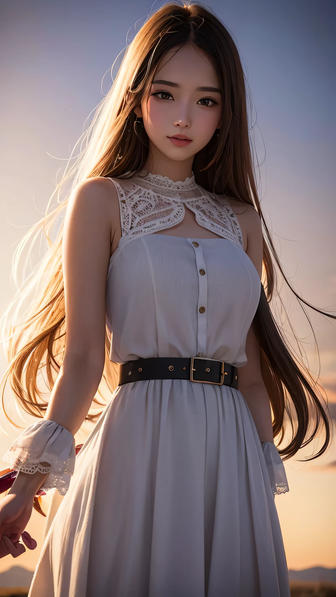 Beautiful girl in a wide field