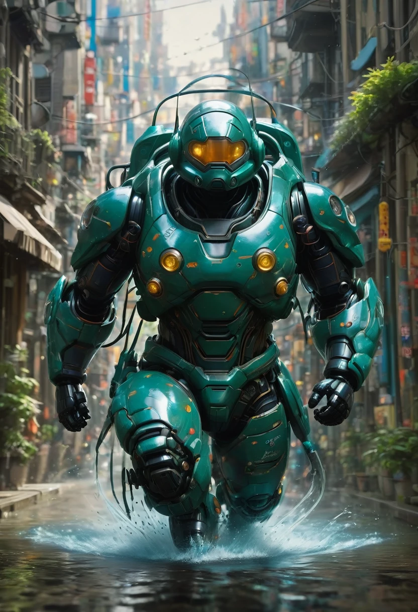 Tight Combat Suit, run, Motion Blur, by Studio Ghibli, best quality, masterpiece, very aesthetic, perfect composition, intricate details, ultra-detailed
