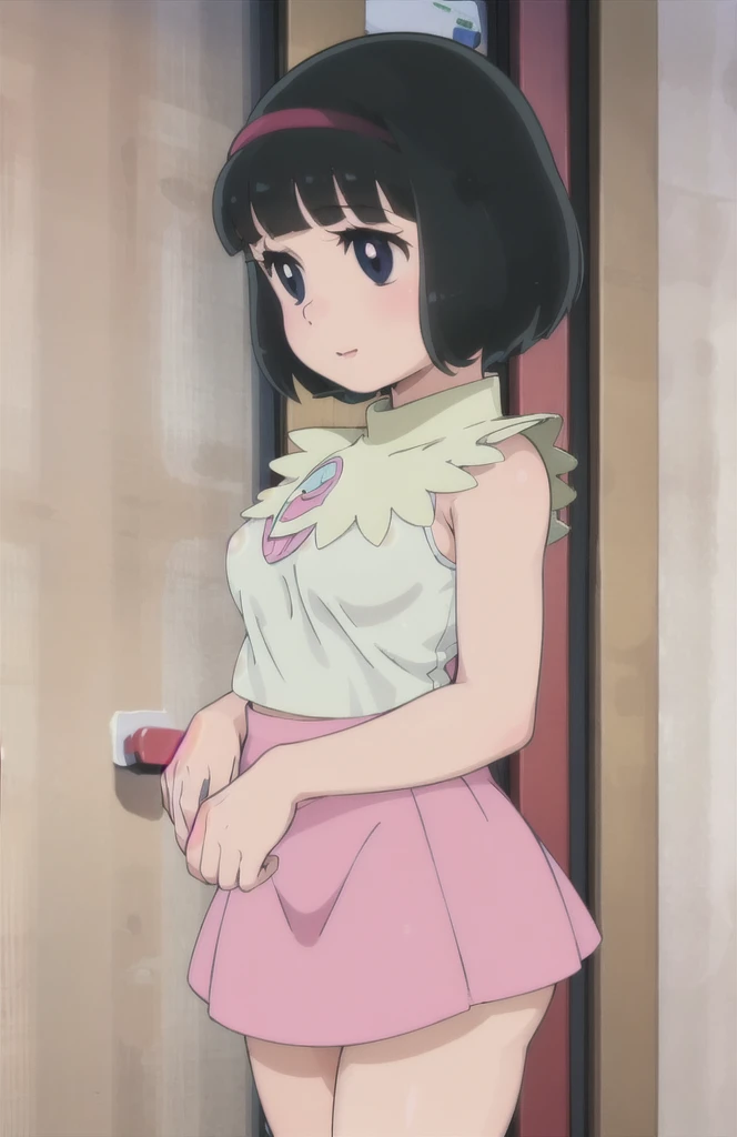 Tsubasa Ito、She lifts her skirt to show her panties、White panties、Erotic pose、Ample breasts、White panties in full view、