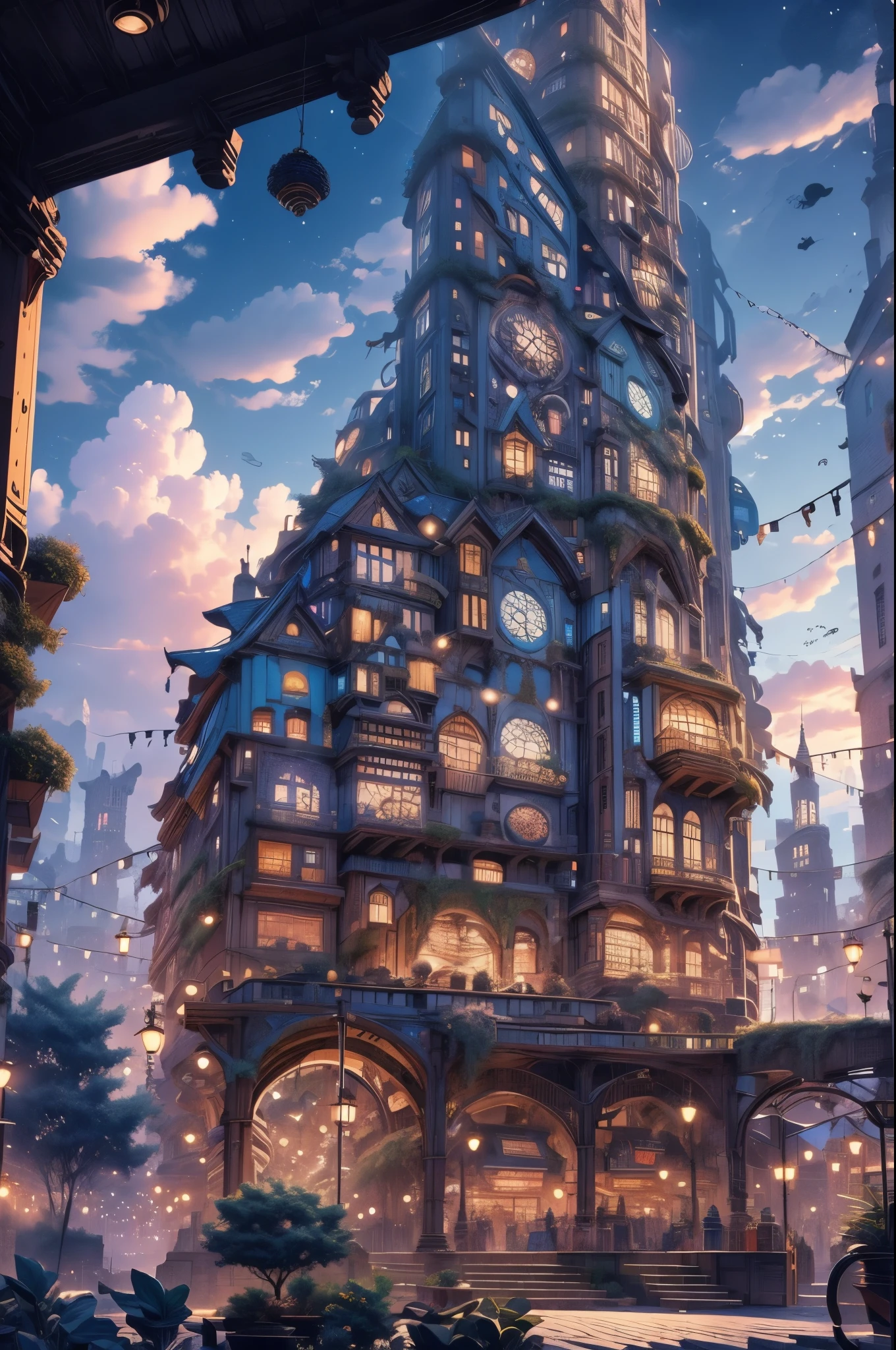 A city where the buildings are giant puzzles that rearrange themselves every night. Masterpiece, insane artwork, unique image aidma-niji, niji 