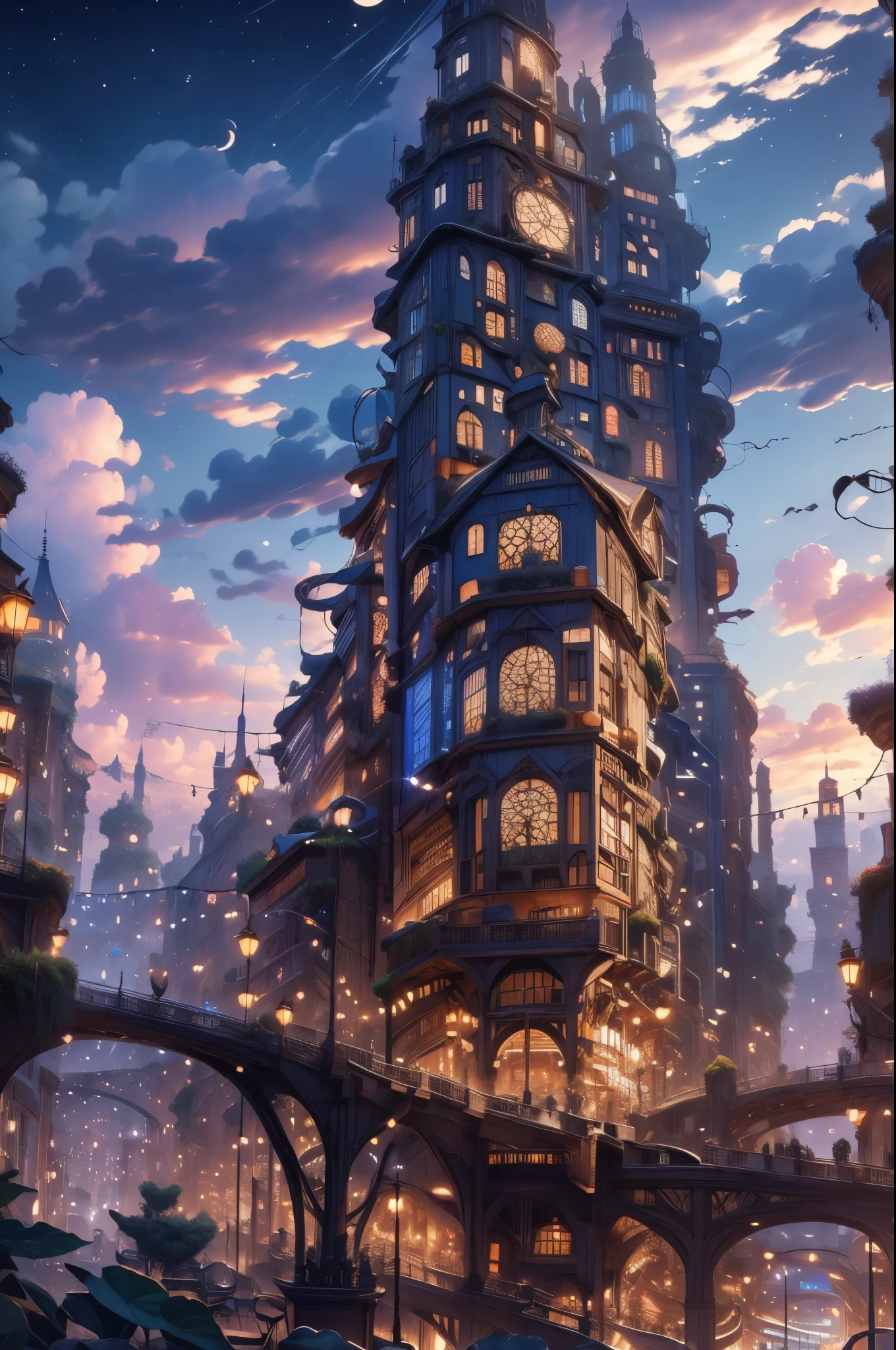 A city where the buildings are giant puzzles that rearrange themselves every night. Masterpiece, insane artwork, unique image aidma-niji, niji 