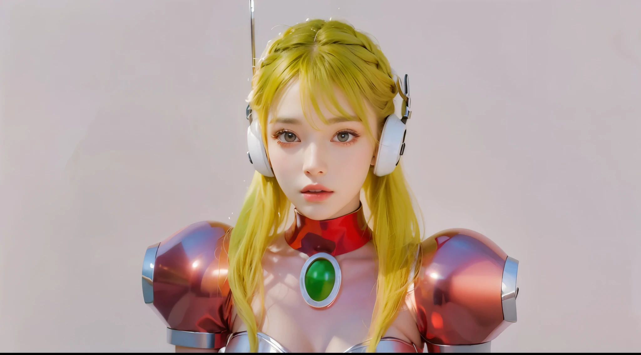 A close up of a woman in a costume with headphones on - SeaArt AI