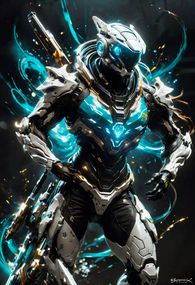 Tight Combat Suit, Warframe, weapon, run, Motion Blur, by Benedick Bana, best quality, masterpiece, very aesthetic, perfect composition, intricate details, ultra-detailed