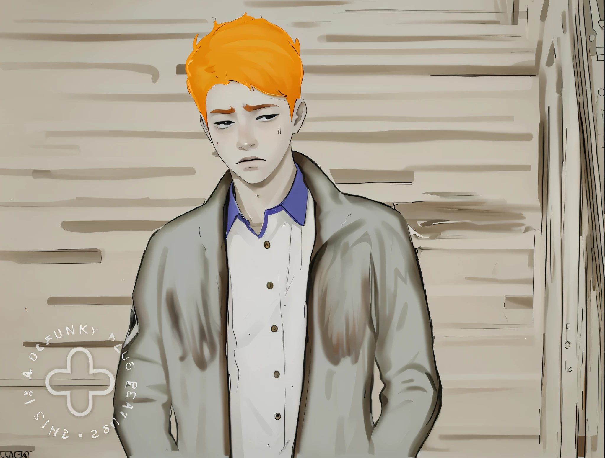 17 year old man with sad orange hair