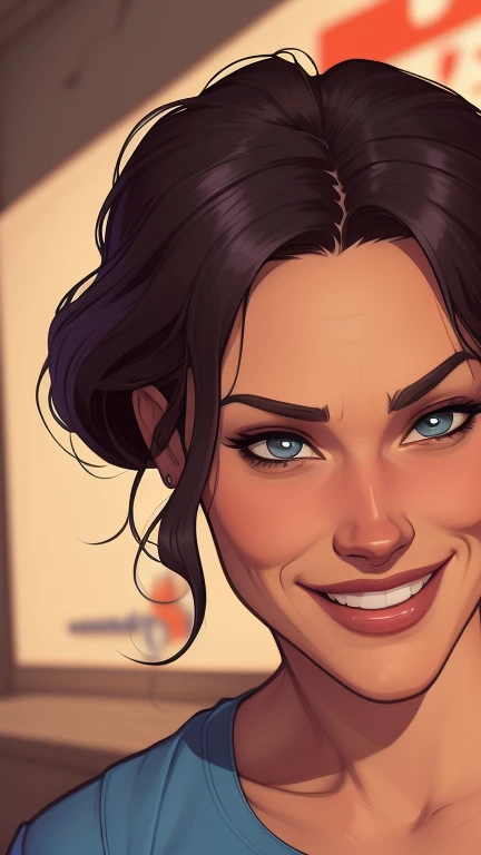 Xena princess GTA warrior sensual portrait mode sesys style Cartoon style digital illustration together boyfriends Cartoon style character portrait mode Character cartoon style facial expression happy beautiful smile and six medium small portrait mode waist up GTA