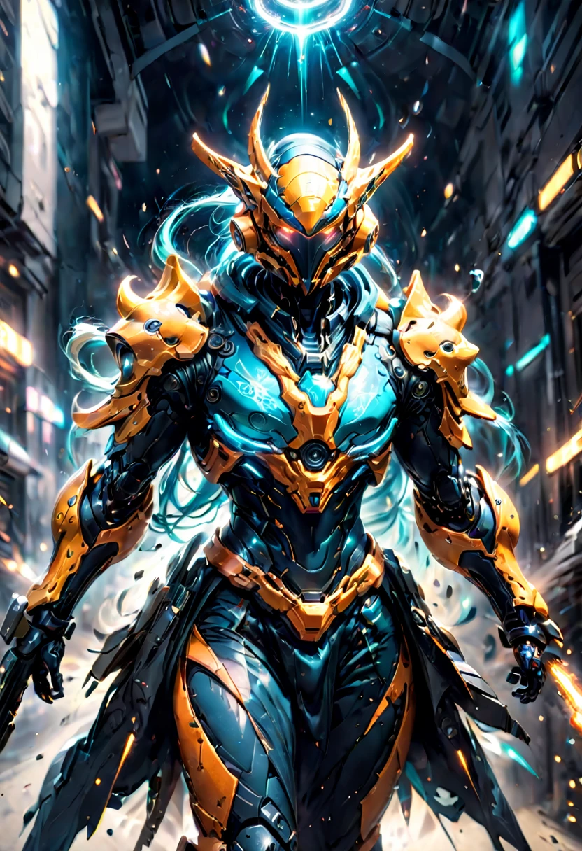 Tight Combat Suit, Warframe, weapon, run, Motion Blur, best quality, masterpiece, very aesthetic, perfect composition, intricate details, ultra-detailed
