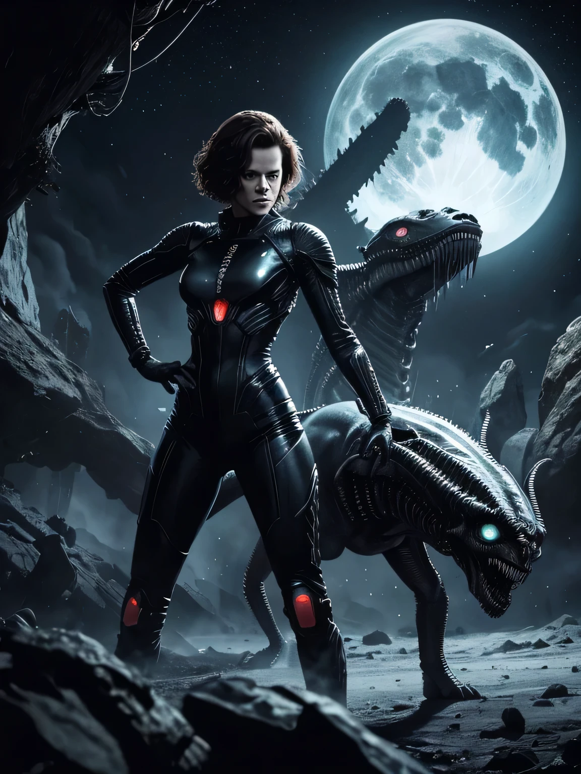 giant alien monster on the planet inside the spaceship Sigourney Weaver she using a huge gun to kill alien,explosion, "The long-awaited and even more horrifying continuation of the Alien trilogy Get ready to delve even deeper into the dark world of Alien with the second and long-awaited volume of the horror trilogy that remains, Science fiction. Resgatando o clima de suspense dos filmes, Alien sea of anguish promises to bring back terrifying monsters, naves espaciais, androids and one of the greatest heroines who conquered an entire generation: until his own past comes back to haunt him. Time ago, seu pai combateu os Aliens, awakening a bloody revenge that was never completed. Until the creatures swore revenge on the Beautiful line art, black and white comic style, manga art style, pencil and ink caricature drawing, black and white coloring,arte vector preto e branco