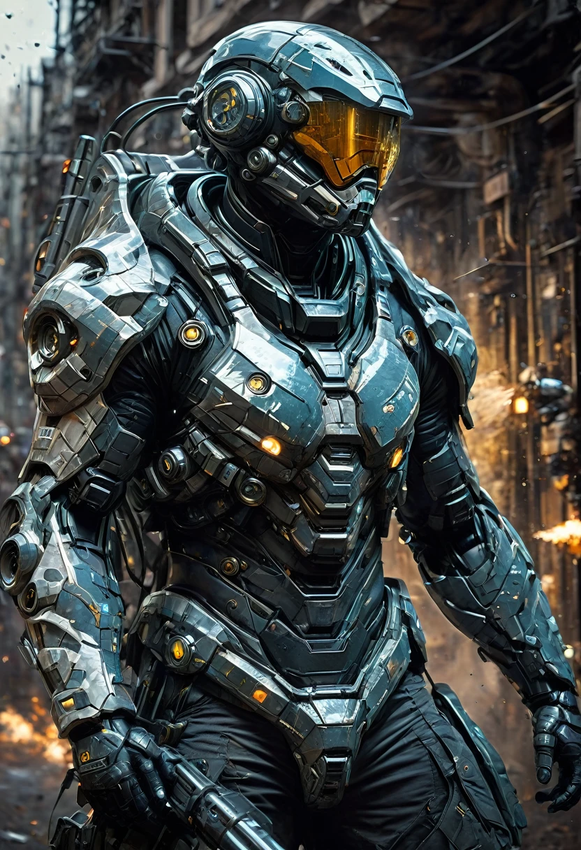 Tight Combat Suit, weapon, run, Motion Blur, by Duncan Fegredo, best quality, masterpiece, very aesthetic, perfect composition, intricate details, ultra-detailed