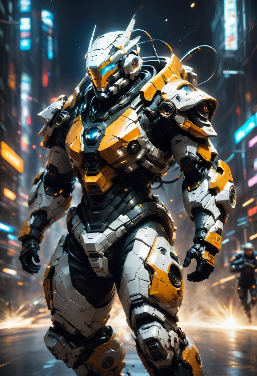 Tight Combat Suit, weapon, run, Motion Blur, by Sparth, best quality, masterpiece, very aesthetic, perfect composition, intricate details, ultra-detailed