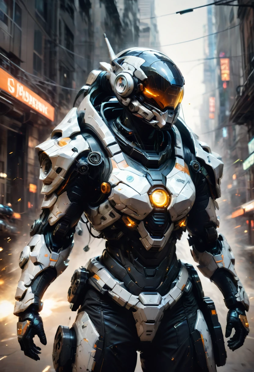 Tight Combat Suit, weapon, run, Motion Blur, by Sparth, best quality, masterpiece, very aesthetic, perfect composition, intricate details, ultra-detailed
