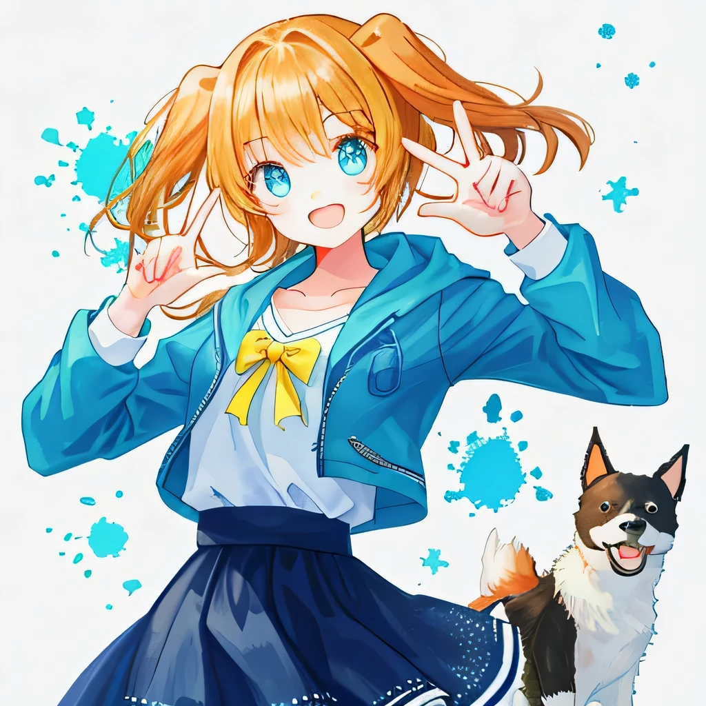 Cute dog,girl,Dynamic pose