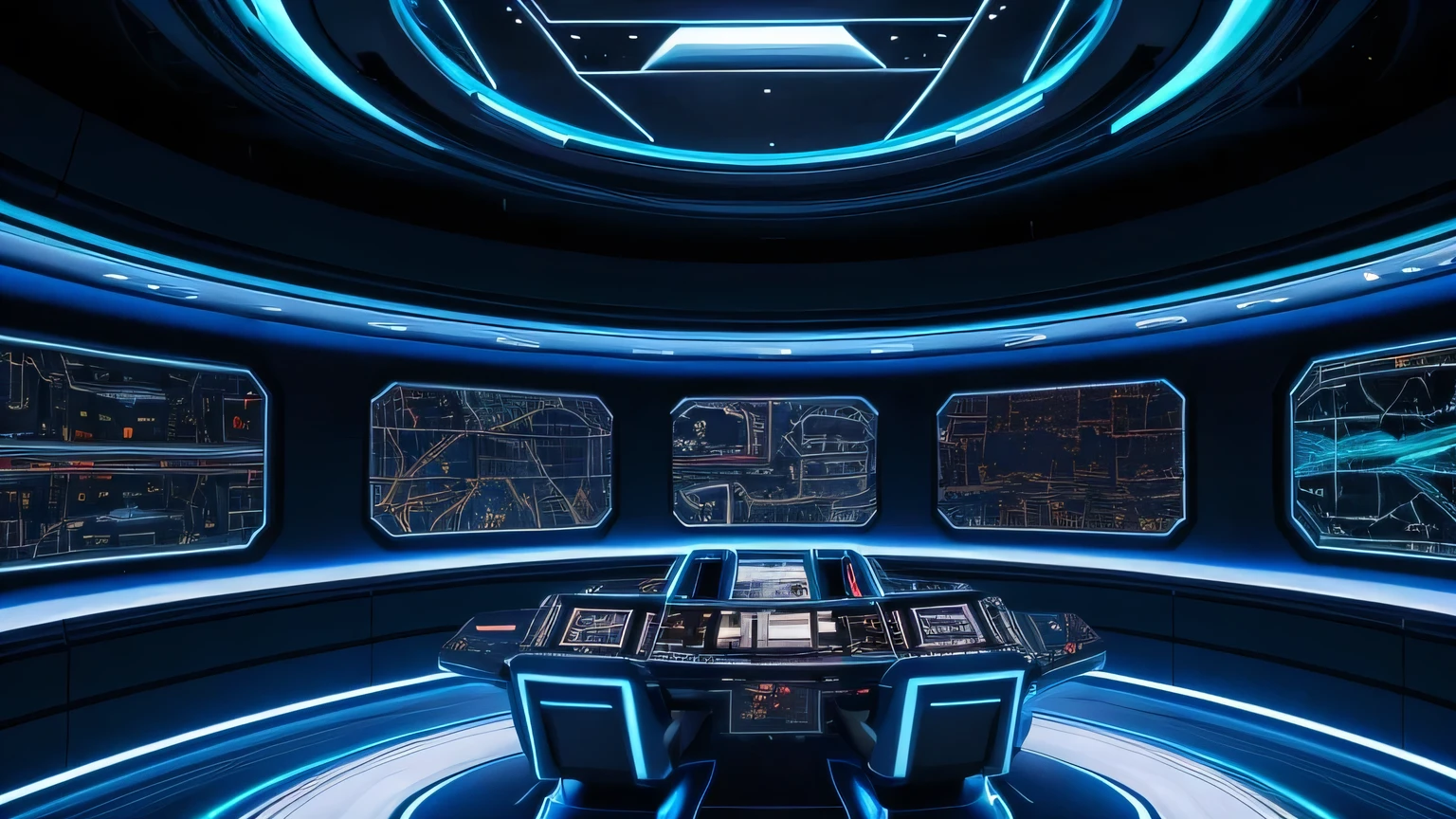 a futuristic uncrewed intergalactic spacecraft command center, highly detailed, sci-fi, cinematic lighting, advanced technology, glowing panels, holographic displays, sleek metallic surfaces, complex control systems, minimalist interior design, cool color tones, cinematic atmosphere, masterpiece, 8k, photorealistic
