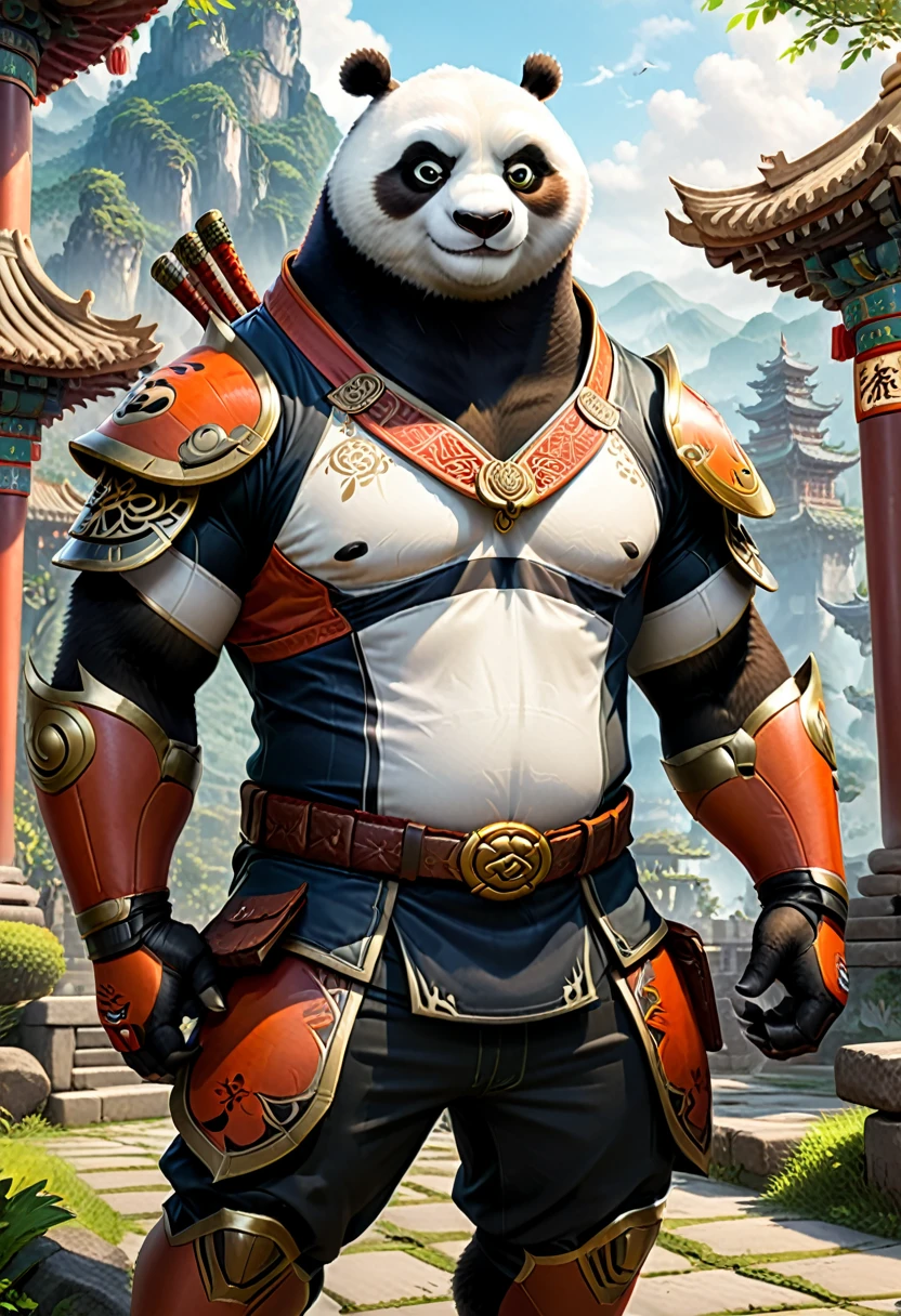 Tight Combat Suit, Kung Fu Panda, (masterpiece, best quality, Professional, perfect composition, very aesthetic, absurdres, ultra-detailed, intricate details:1.3)